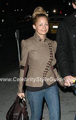 Nicole Richie wearing Michelle Mason and YSL Brown Jacket and Buffalo Mombasa  Bag - Celebrity Style Guide