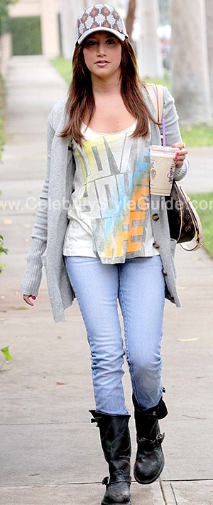 Ashley Tisdale wearing Louis Vuitton Odeon Bag in Monogram Canvas