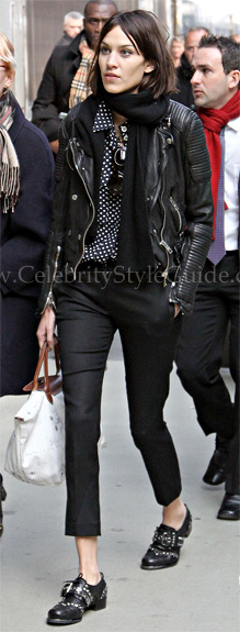 Alexa Chung wearing Burberry Prorsum Quilted Leather Biker Jacket -  Celebrity Style Guide