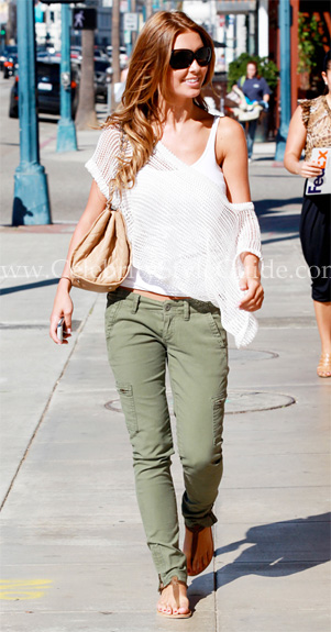 Audrina Patridge wearing Yves Saint Laurent Leather Agadir 90 Espadrilles -  Celebrity Style Guide