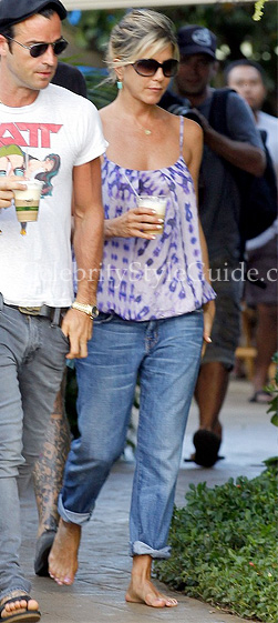 Jennifer Aniston wearing Velvet Tabby Tank - Celebrity Style Guide