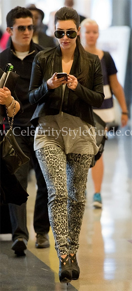 Kim Kardashian wearing Philipp Plein Leopard Print Viscose Jersey