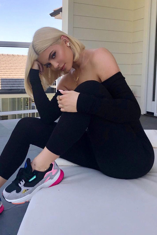 You Can Kick It Kylie Jenner in Adidas Falcon Sneakers - Celebrity Style Guide