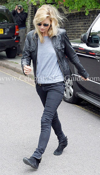 Kate Moss wearing Minnetonka Back Zipper Moccasin Boots Celebrity Style Guide