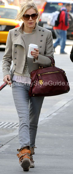 Sienna Miller wearing Louis Vuitton Monogram Denim Grunge Shawl - Celebrity  Style Guide