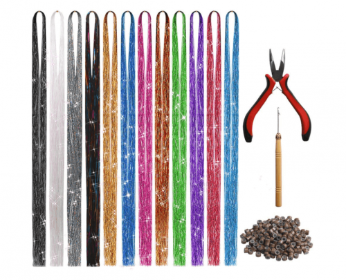 Febsnow 47 Inches Hair Extension Tinsel