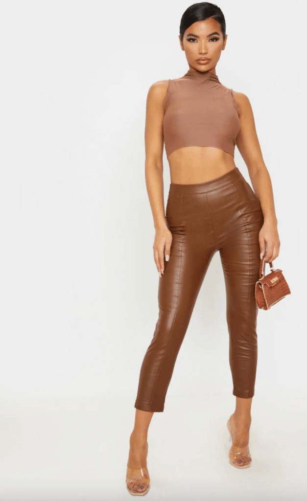 Pretty Little Thing Chocolate Daysha Leather Pants