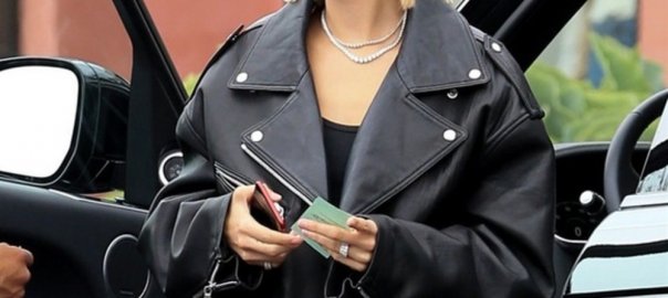 Hailey Bieber leather jacket