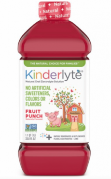 Kinderlyte Natural Oral Electrolyte Fruit Punch Solution.