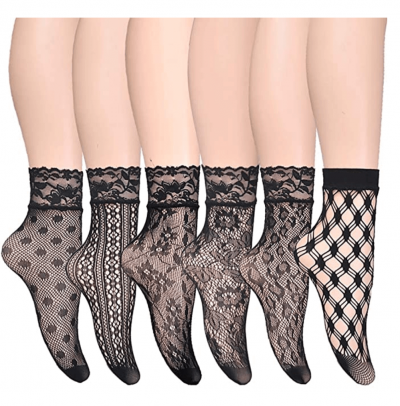 Glamorstar Lace Fishnet Ankle Socks
