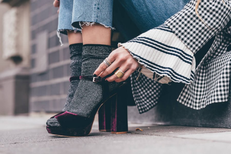 socks and chunky heels