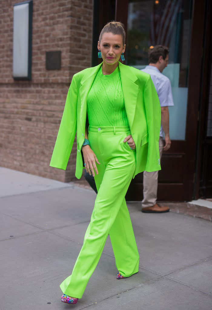 Blake Lively Neon Green Versace Suit