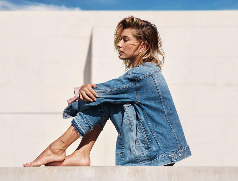 Hailey Baldwin Wearing Double Denim