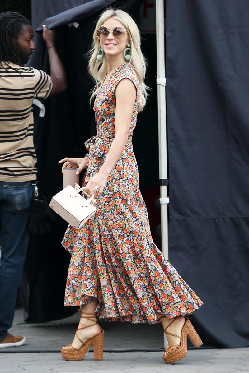 Julianne-Hough-Floral-dress-round-sunglasses