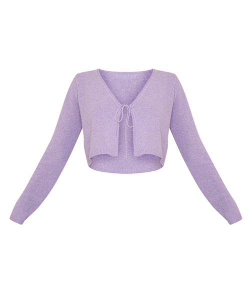 Tie Front Knitted Cropped Cardigan tops