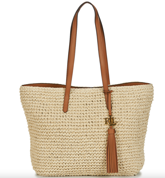 Lauren Ralph Lauren Crochet-Straw Medium Whitney Tote