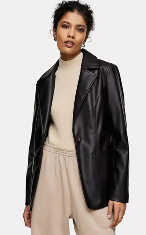 Topshop Faux Leather Blazer