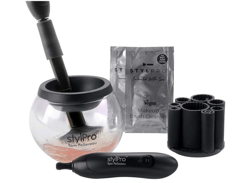 STYLPRO Original Gift Set Kit: Electric Makeup Brush Cleaner and Dryer Machine with 8 Brush Collars, Brush Cleanser