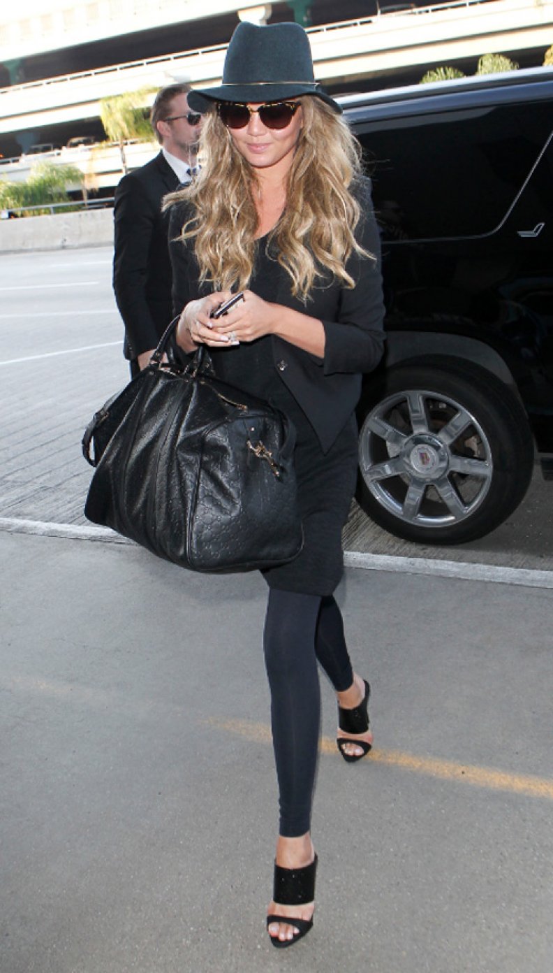 Chrissy Teigen Rocks Chic Head-to-toe Black Look As She Jets Out of LA