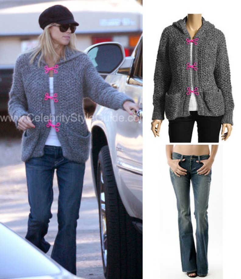 Elin Nordegren Style! Cute Grey Sweater With Pink Detail!