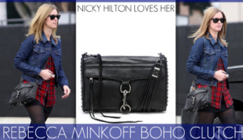 Rebecca Minkoff Boho Clutch in Black Cat