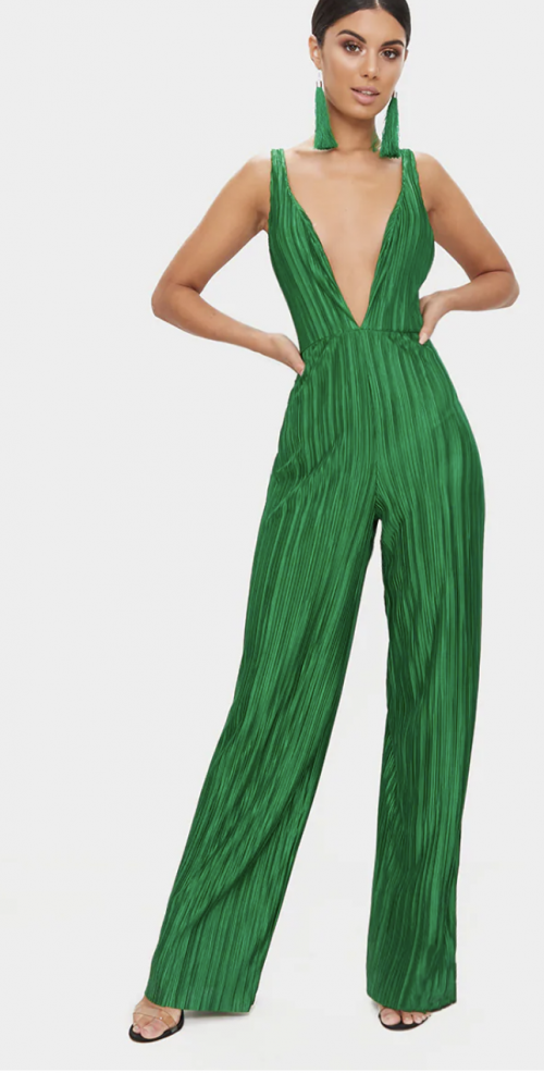 Pretty Little Thing Stone Plisse Jumpsuit