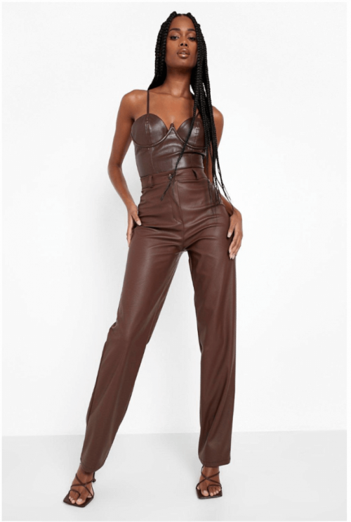 Boohoo Wide Leg Faux Leather Pants