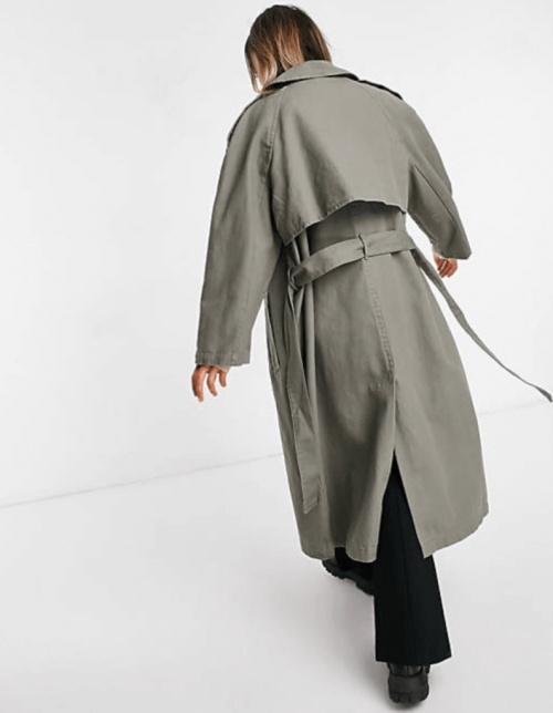 ASOS Design Canvas Trench Coat in Gray