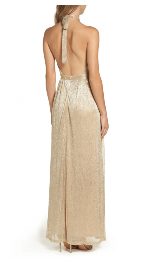 Lulus Metallic Halter Gown