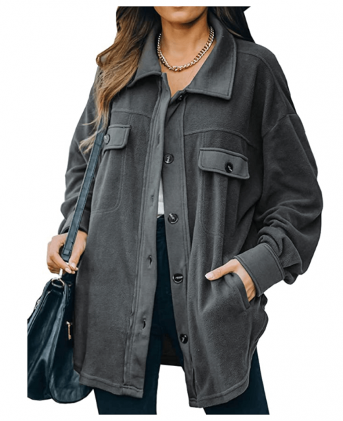 Astylish Casual Coat Long Sleeve Shacket 