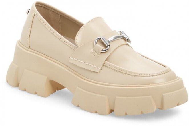 Steve Madden Trifecta Chain Detail Loafers in Beige