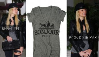 Paris Loves Her Rebel Yell Bonjour V-Neck Tee