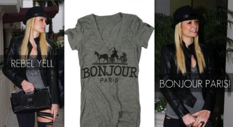 Paris Loves Her Rebel Yell Bonjour V-Neck Tee
