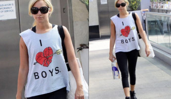 Ashley Tisdale Wearing Her Wildfox I Hate Boys Cut-Off Tank.