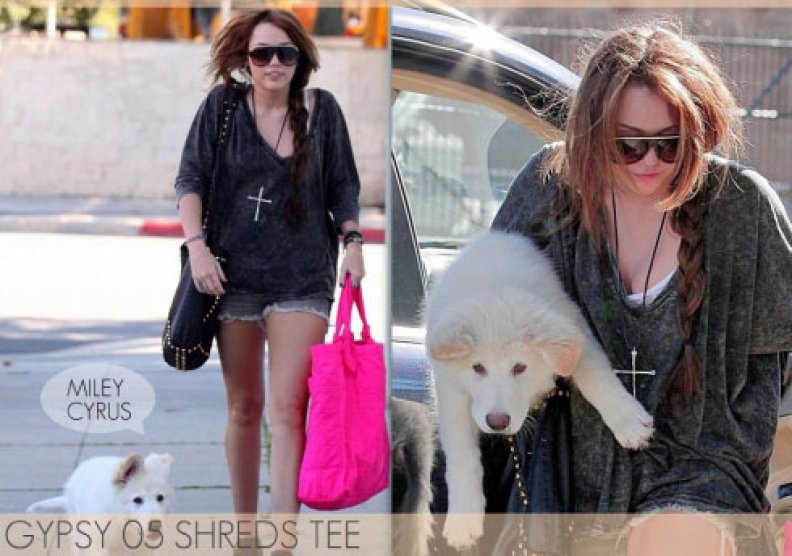 Miley Cyrus Loves Her Gypsy 05 Shreds Tee in Acid Black!