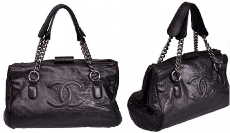 Heather's Handbag Of The Day! Chanel Large Black Leather Chain Handle Shoulder Bag!