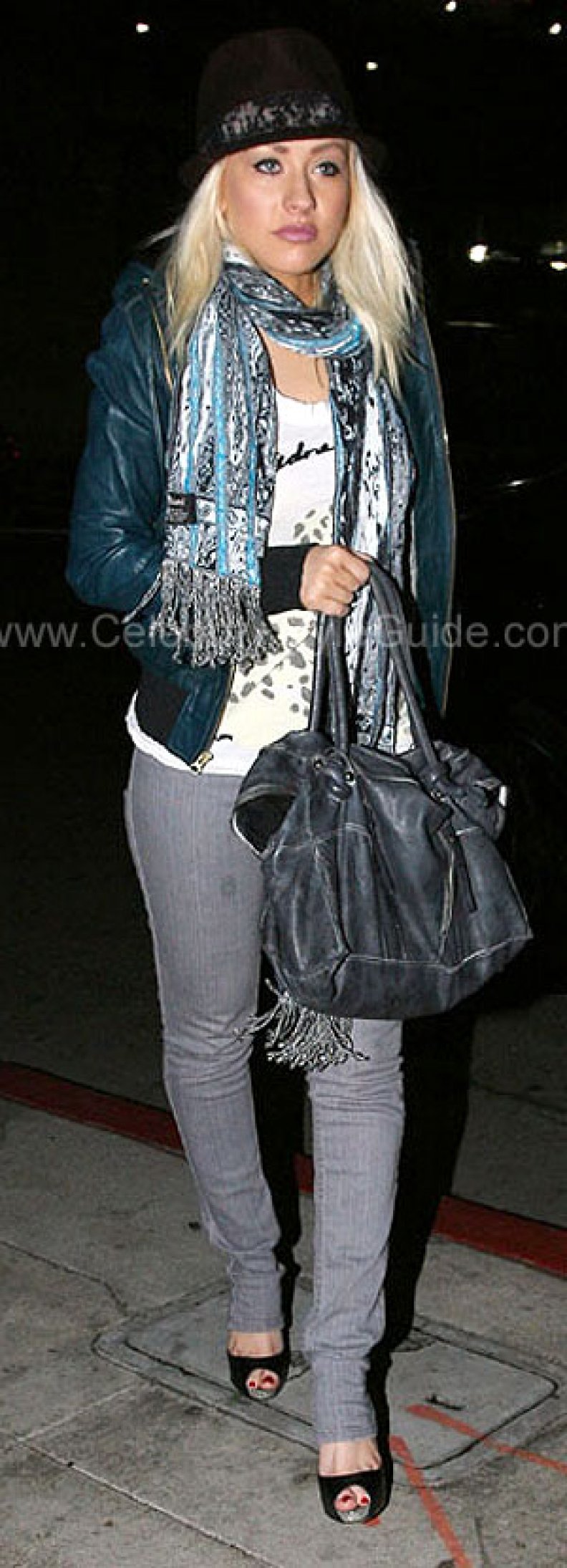 Christina Aguilera in Tolani Blue Myst Scarf!