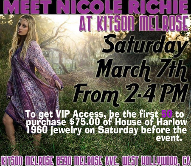 MEET NICOLE RICHIE....I'll be there, hope to see you!