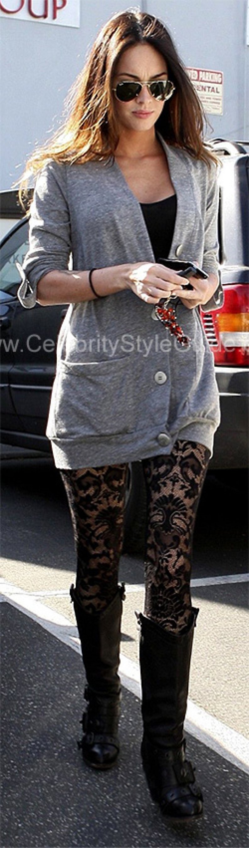 Megan Fox Loves her Ann Ferriday Barque Lace Leggings Available At BoutiqueToYou!