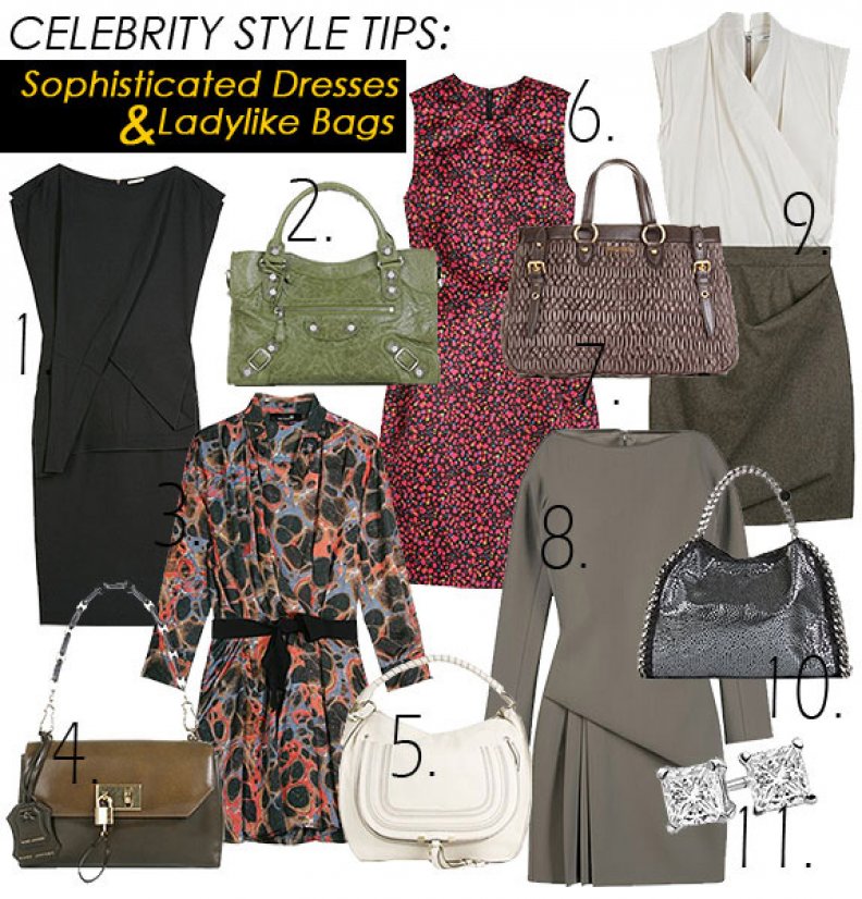 Celebrity Style Fashion Trends: Sophisticated Dresses & Ladylike Bags