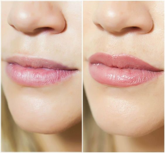 lip-blushing before and after