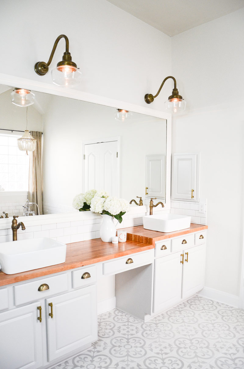 Master Bathroom Remodel cement tile pottery barn 