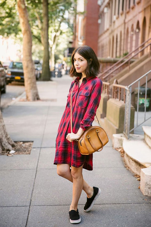 plaid-shirt-dress